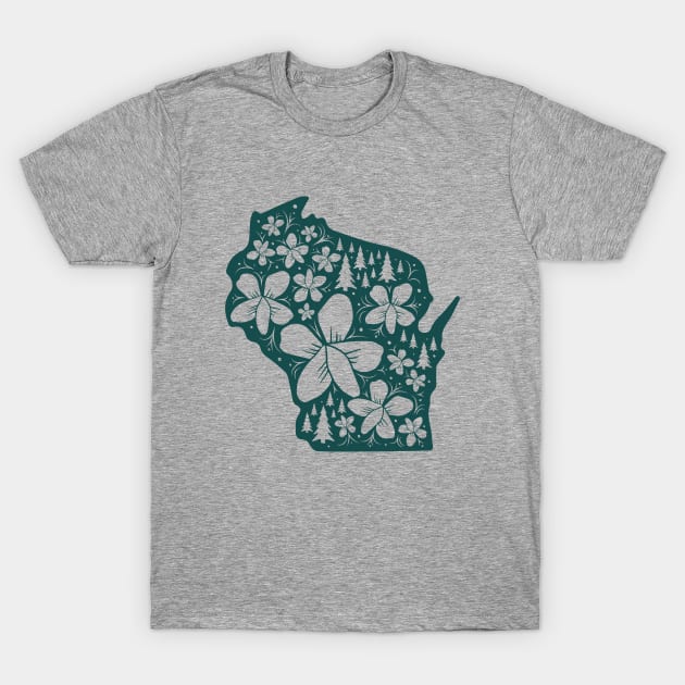 Wisconsin Floral Nature Design T-Shirt by luckybengal